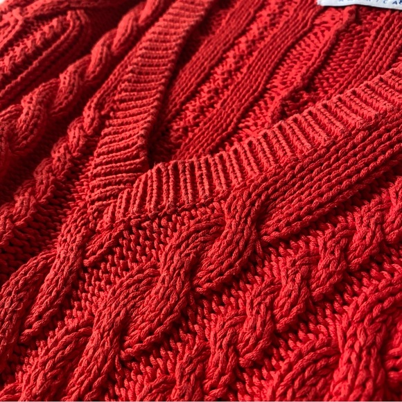 Vintage Perry Ellis Cable Knit V Neck Sweater - S - Picture 12 of 14